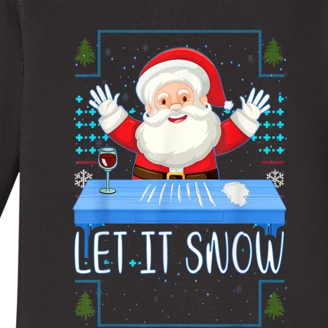 Cocaine Santa Let It Snow Baby Long Sleeve Bodysuit