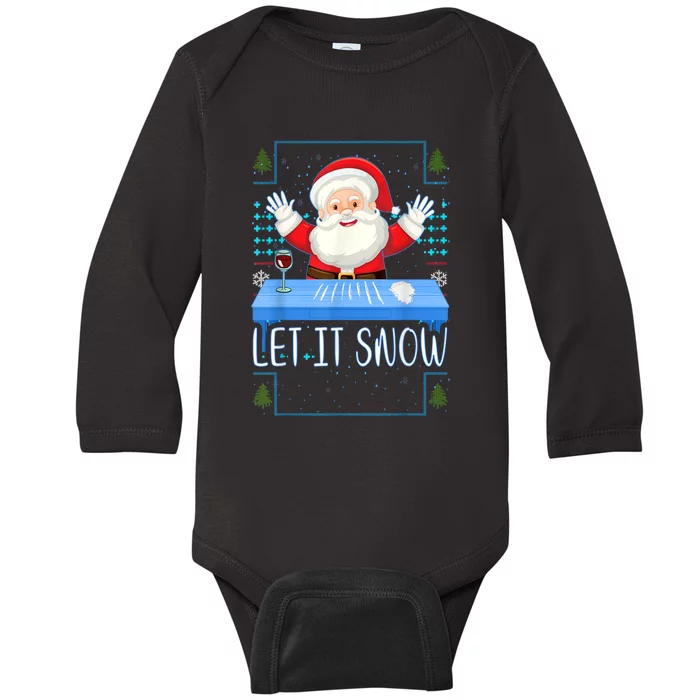 Cocaine Santa Let It Snow Baby Long Sleeve Bodysuit