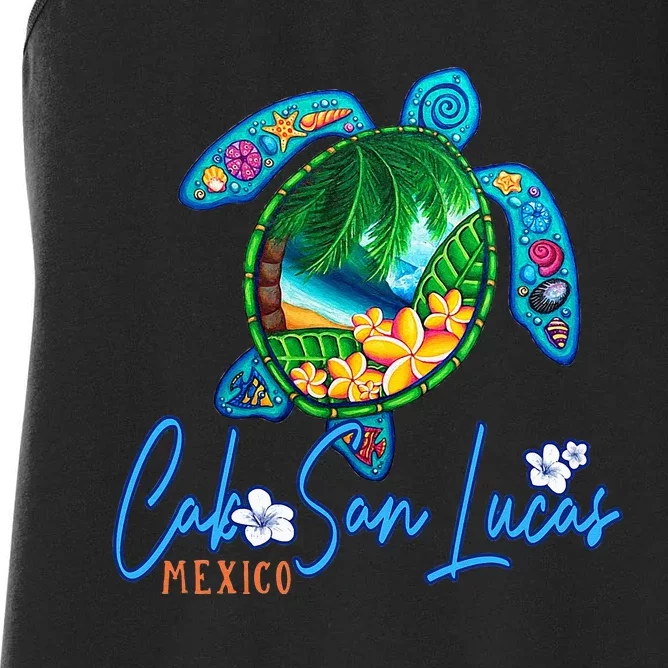 Cabo San Lucas Sea Turtle Mexico Vacation Family Trip Women's Racerback Tank