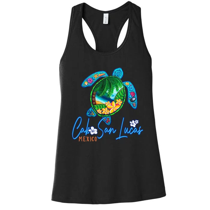 Cabo San Lucas Sea Turtle Mexico Vacation Family Trip Women's Racerback Tank