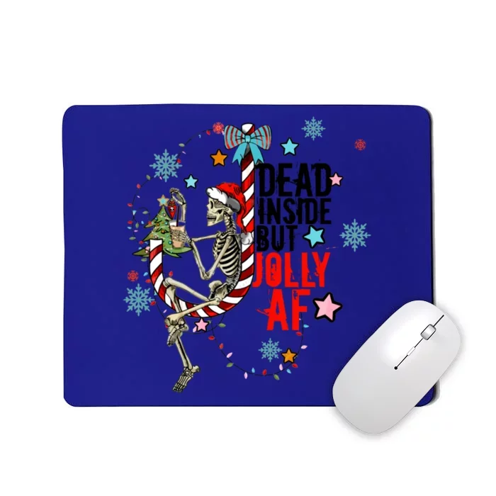 Christmas Skeleton Lights Dead Inside But Jolly Af Retro Gift Mousepad