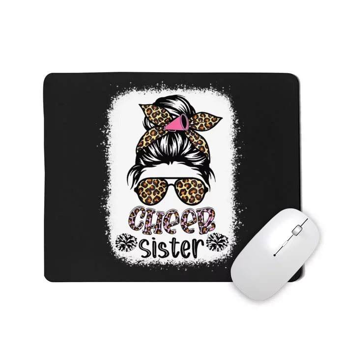 Cheer Sister Leopard Messy Bun Cheerleader Bleached Mousepad