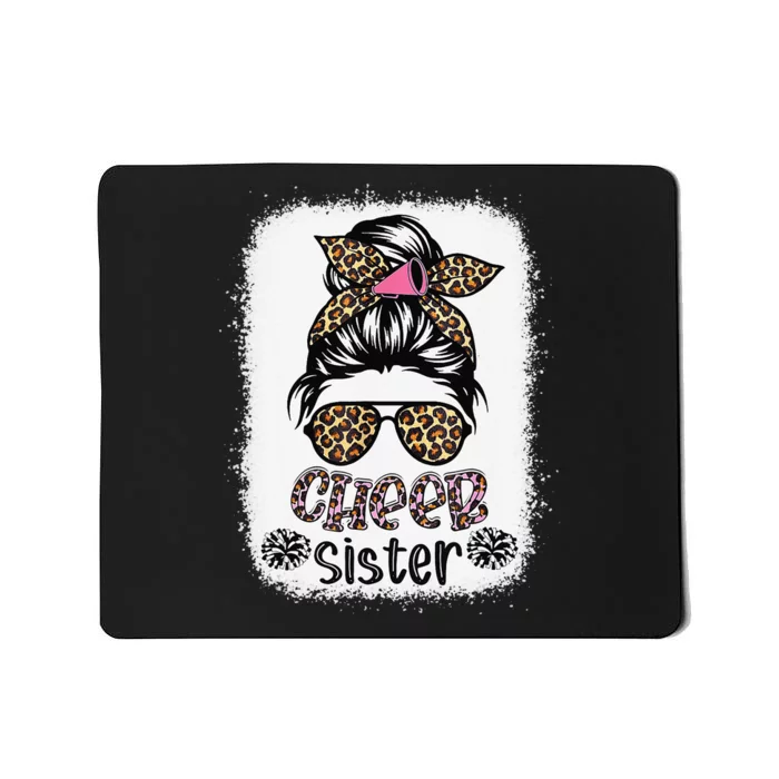 Cheer Sister Leopard Messy Bun Cheerleader Bleached Mousepad