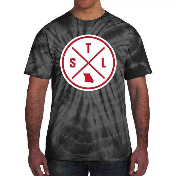 Classic St. Louis STL Circle Patch Red Design Tie-Dye T-Shirt