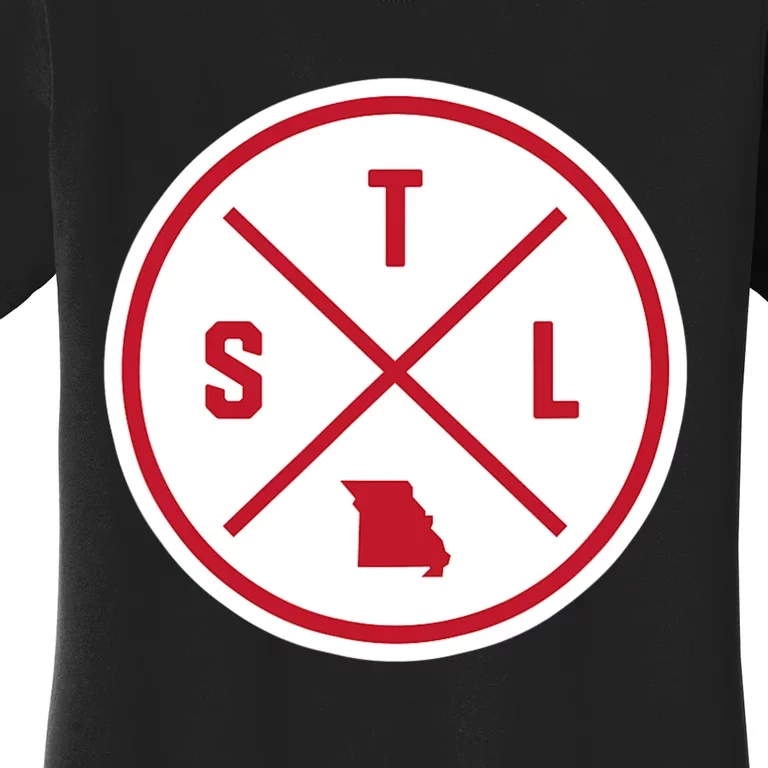 Classic St. Louis STL Circle Patch Red Design Women's T-Shirt