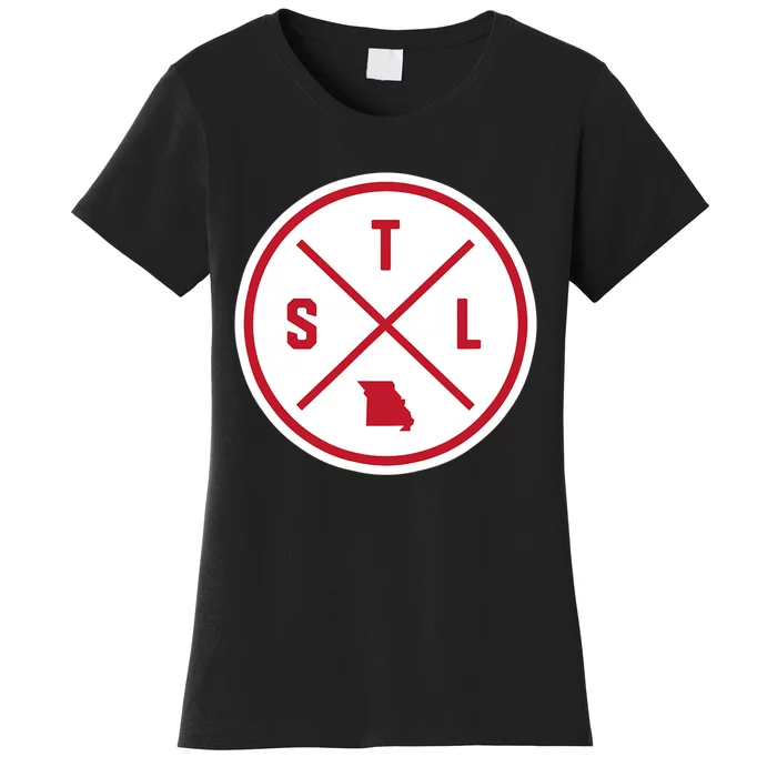 Classic St. Louis STL Circle Patch Red Design Women's T-Shirt