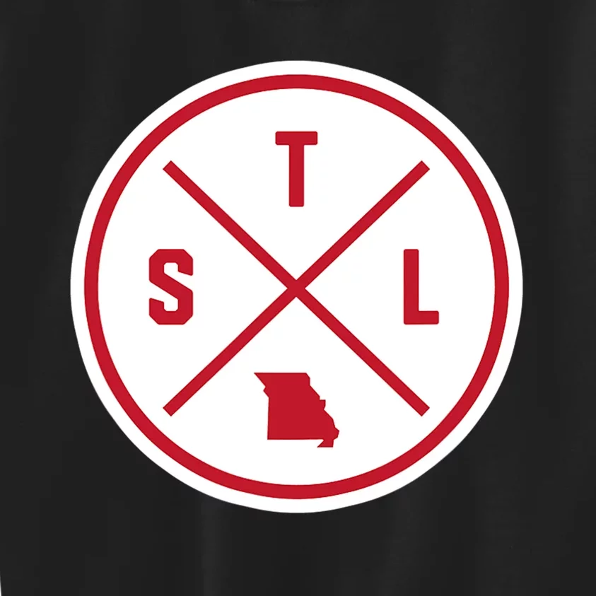 Classic St. Louis STL Circle Patch Red Design Kids Sweatshirt