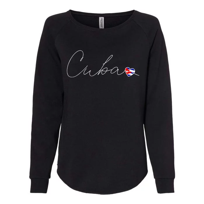 Cuba Simple Love Cuban Flag Heart On Cuba Womens California Wash Sweatshirt