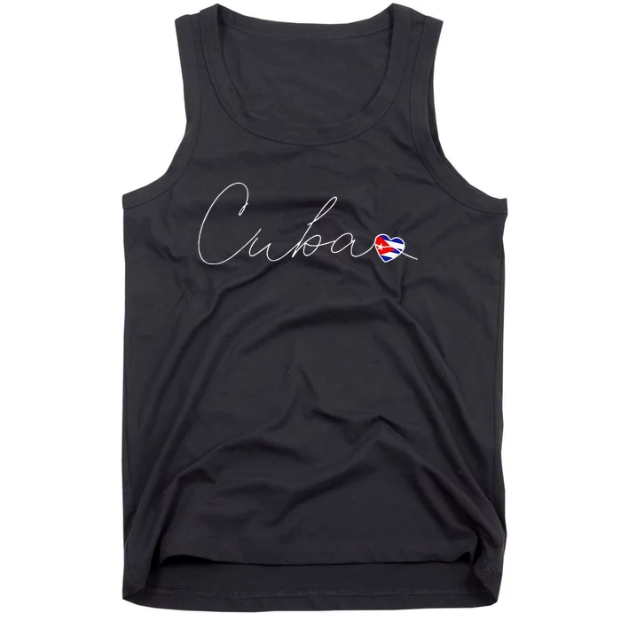 Cuba Simple Love Cuban Flag Heart On Cuba Tank Top