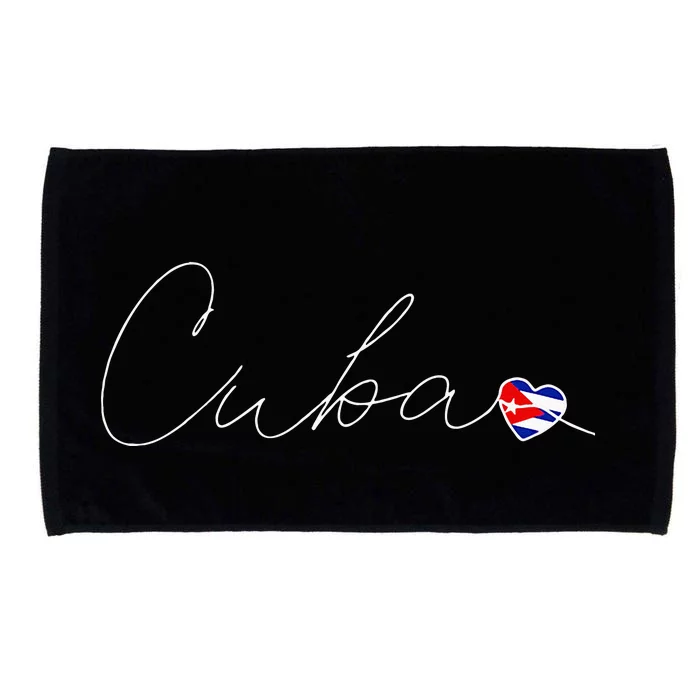 Cuba Simple Love Cuban Flag Heart On Cuba Microfiber Hand Towel