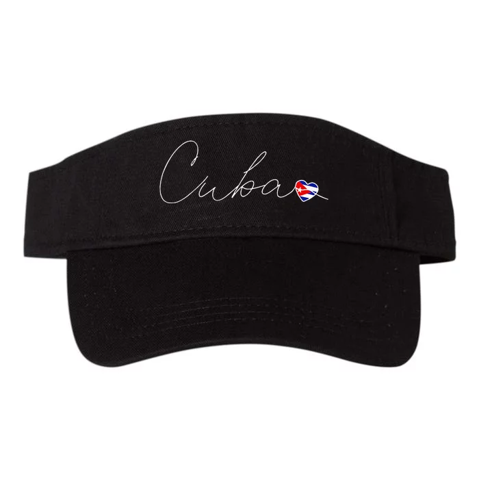 Cuba Simple Love Cuban Flag Heart On Cuba Valucap Bio-Washed Visor