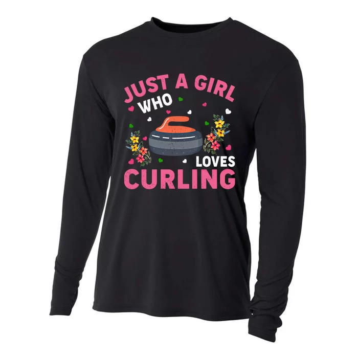 Curling Sports Lover Just A Who Loves Curling Funny Gift Cooling Performance Long Sleeve Crew