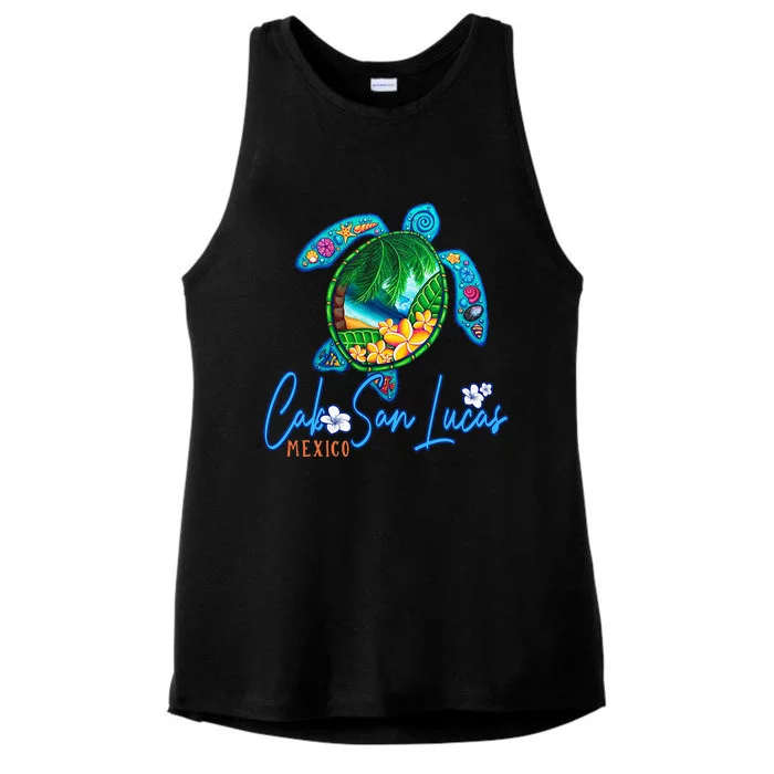 Cabo San Lucas Sea Turtle Mexico Vacation Family Trip Ladies Tri-Blend Wicking Tank