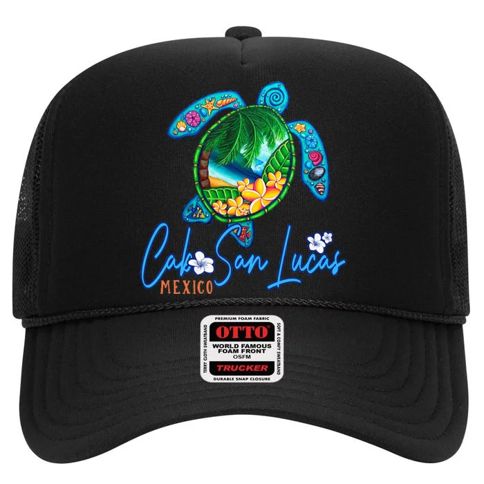 Cabo San Lucas Sea Turtle Mexico Vacation Family Trip High Crown Mesh Trucker Hat