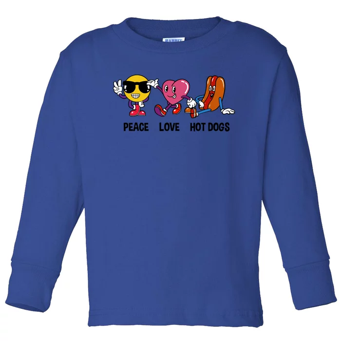 Cute Sausage Lover Peace Love Hot Dogs Gift Toddler Long Sleeve Shirt