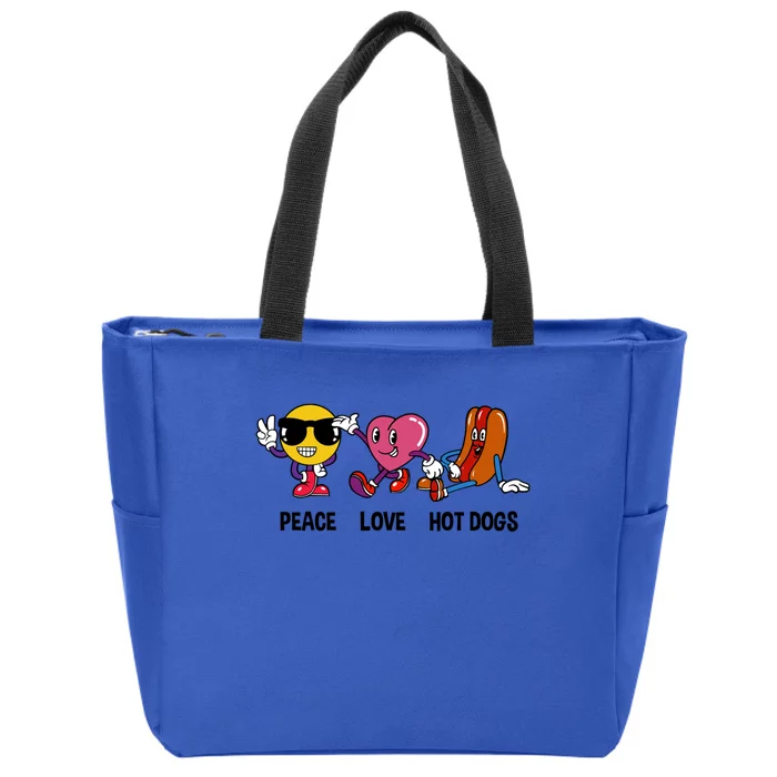 Cute Sausage Lover Peace Love Hot Dogs Gift Zip Tote Bag