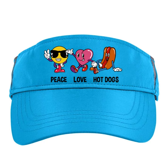 Cute Sausage Lover Peace Love Hot Dogs Gift Adult Drive Performance Visor