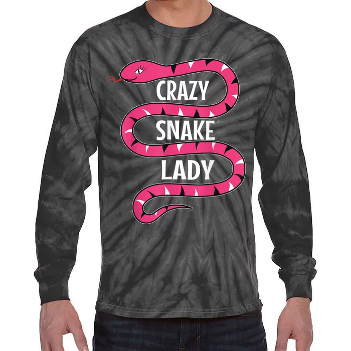 Crazy Snake Lady Reptile Herpetologist Ophiologist Ophiology Tie-Dye Long Sleeve Shirt