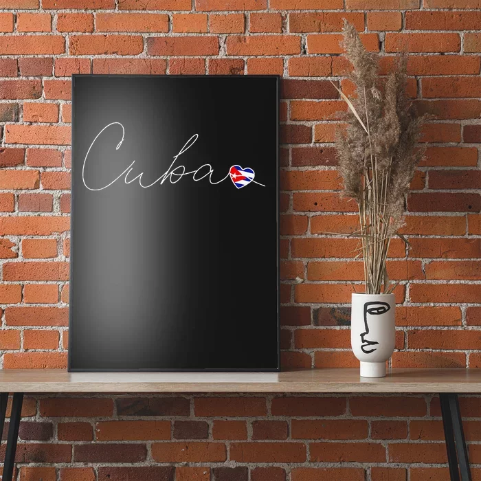 Cuba Simple Love Cuban Flag Heart On Cuba Poster