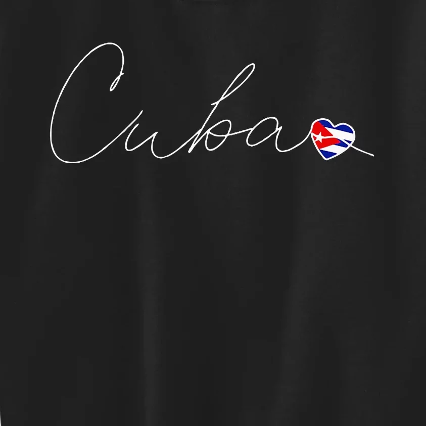 Cuba Simple Love Cuban Flag Heart On Cuba Kids Sweatshirt