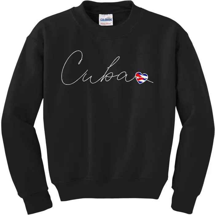 Cuba Simple Love Cuban Flag Heart On Cuba Kids Sweatshirt