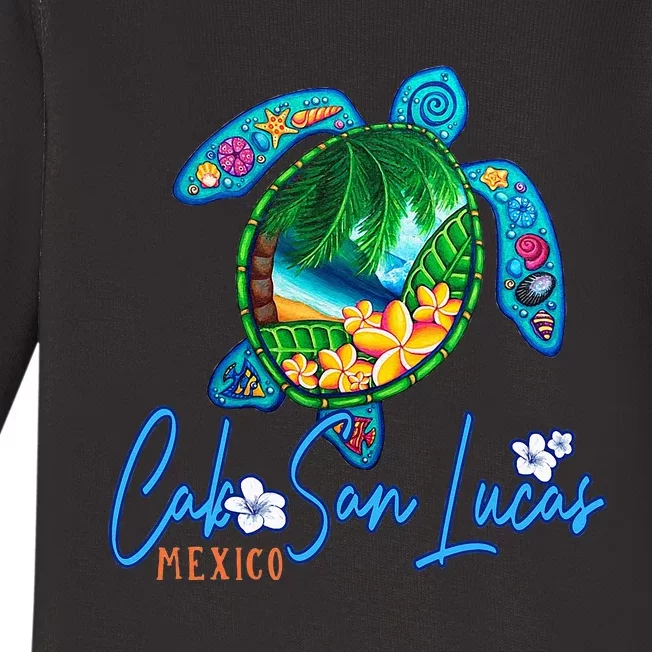 Cabo San Lucas Sea Turtle Mexico Vacation Family Trip Baby Long Sleeve Bodysuit