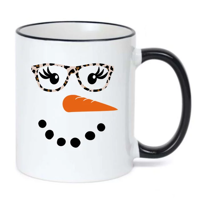 Cute Snowman Leopard Face Lady Black Color Changing Mug