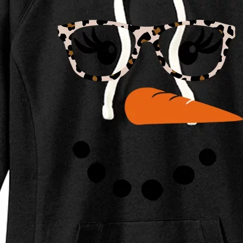 Cute Snowman Leopard Face Lady Women's Fleece Hoodie