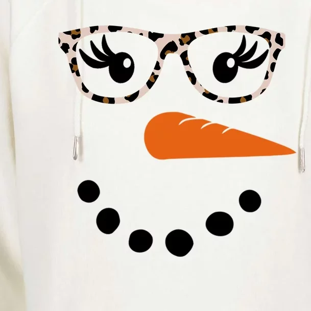 Cute Snowman Leopard Face Lady Womens Funnel Neck Pullover Hood