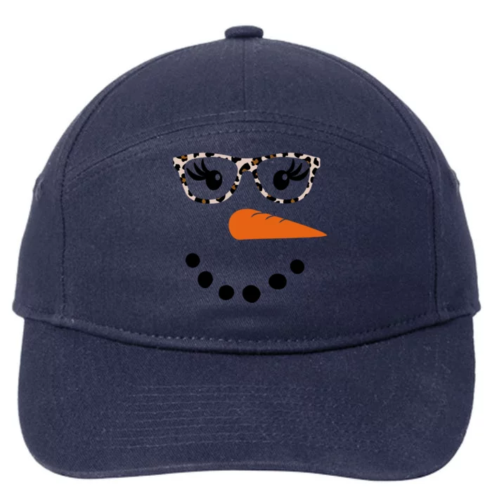 Cute Snowman Leopard Face Lady 7-Panel Snapback Hat