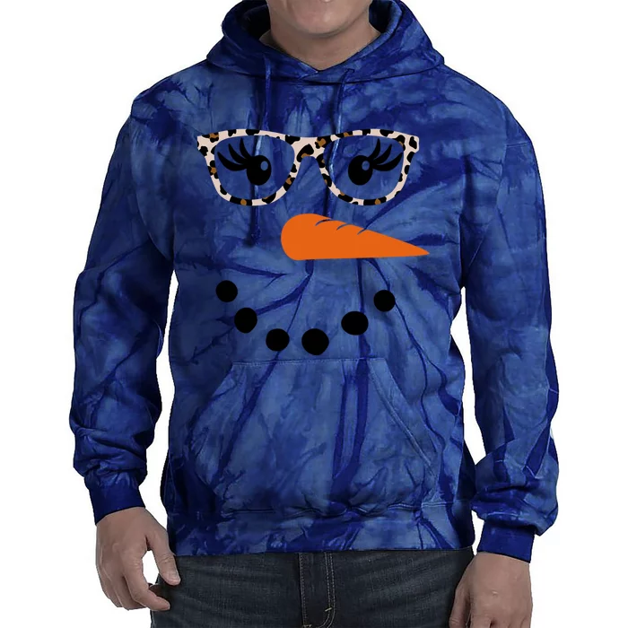 Cute Snowman Leopard Face Lady Tie Dye Hoodie