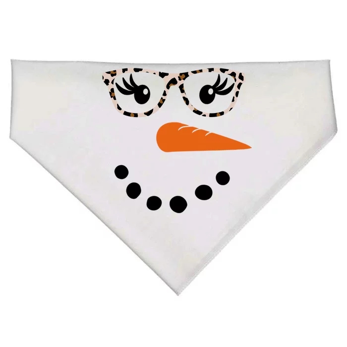 Cute Snowman Leopard Face Lady USA-Made Doggie Bandana