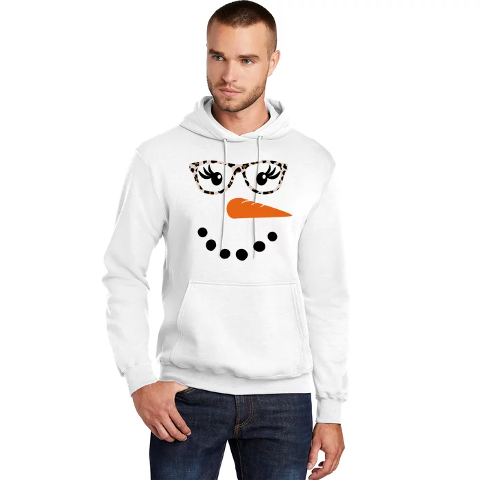 Cute Snowman Leopard Face Lady Hoodie