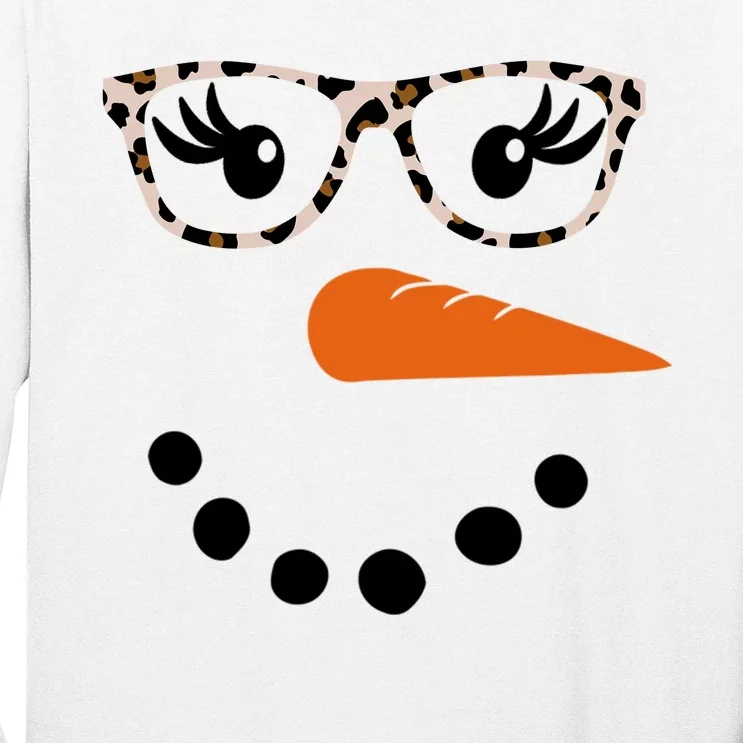 Cute Snowman Leopard Face Lady Long Sleeve Shirt