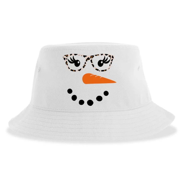 Cute Snowman Leopard Face Lady Sustainable Bucket Hat