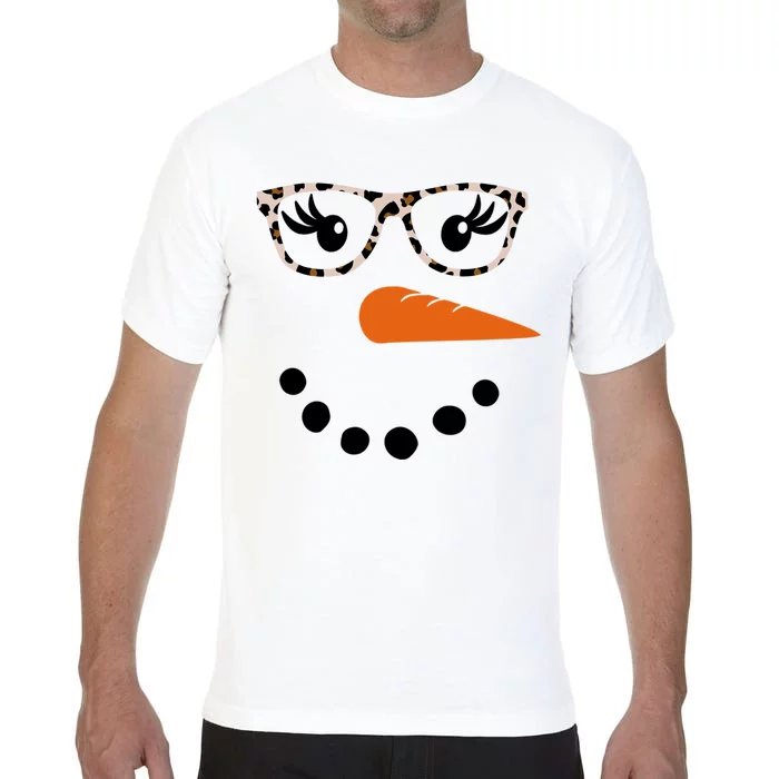 Cute Snowman Leopard Face Lady Comfort Colors T-Shirt