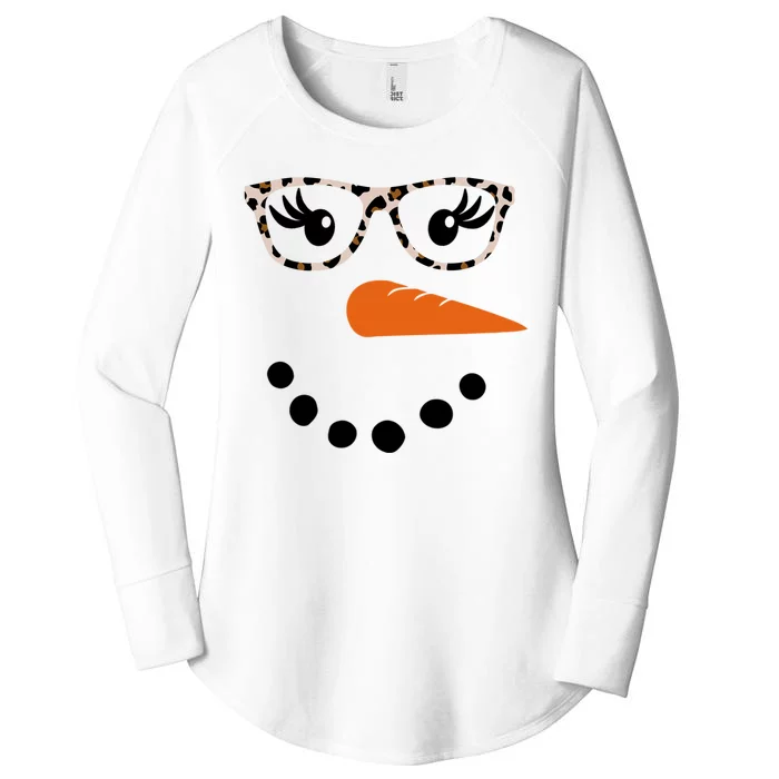 Cute Snowman Leopard Face Lady Women's Perfect Tri Tunic Long Sleeve Shirt