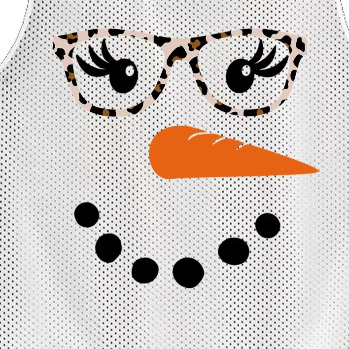 Cute Snowman Leopard Face Lady Mesh Reversible Basketball Jersey Tank