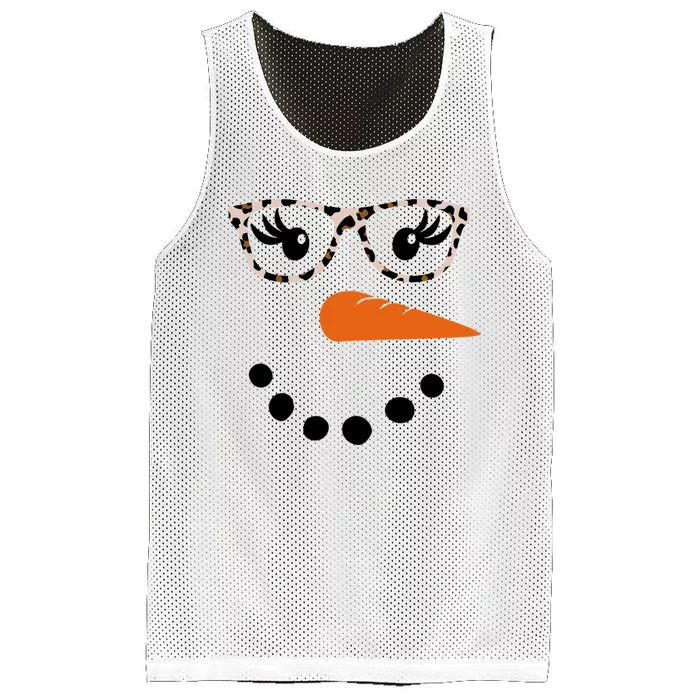 Cute Snowman Leopard Face Lady Mesh Reversible Basketball Jersey Tank