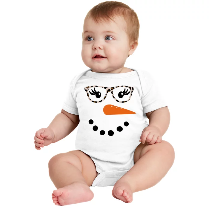 Cute Snowman Leopard Face Lady Baby Bodysuit