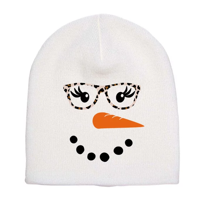 Cute Snowman Leopard Face Lady Short Acrylic Beanie