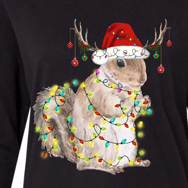 Christmas Squirrel Lights Womens Cotton Relaxed Long Sleeve T-Shirt