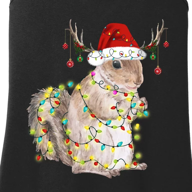 Christmas Squirrel Lights Ladies Essential Tank