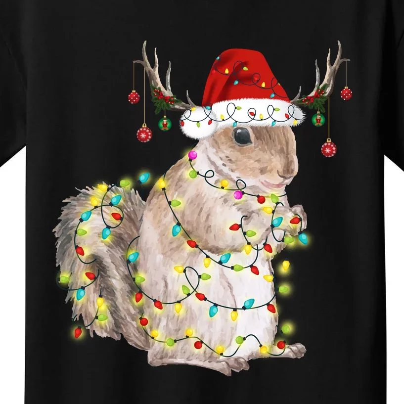 Christmas Squirrel Lights Kids T-Shirt