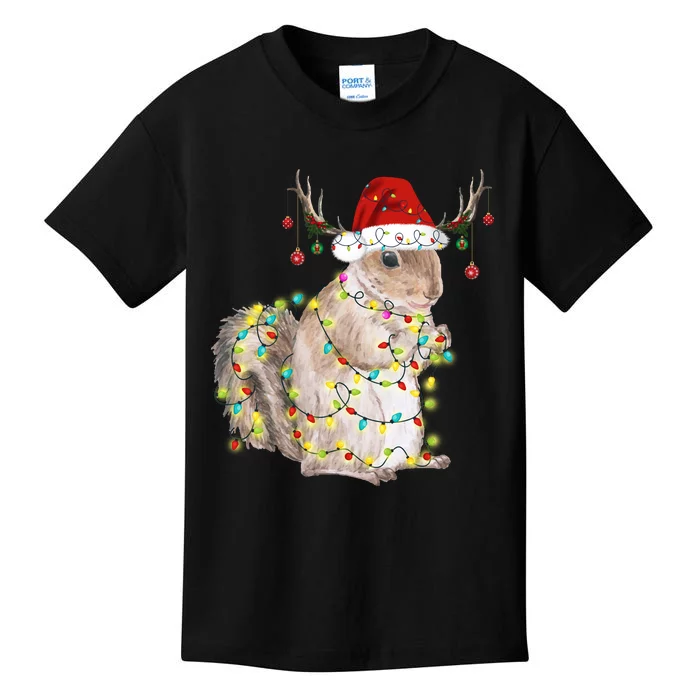 Christmas Squirrel Lights Kids T-Shirt