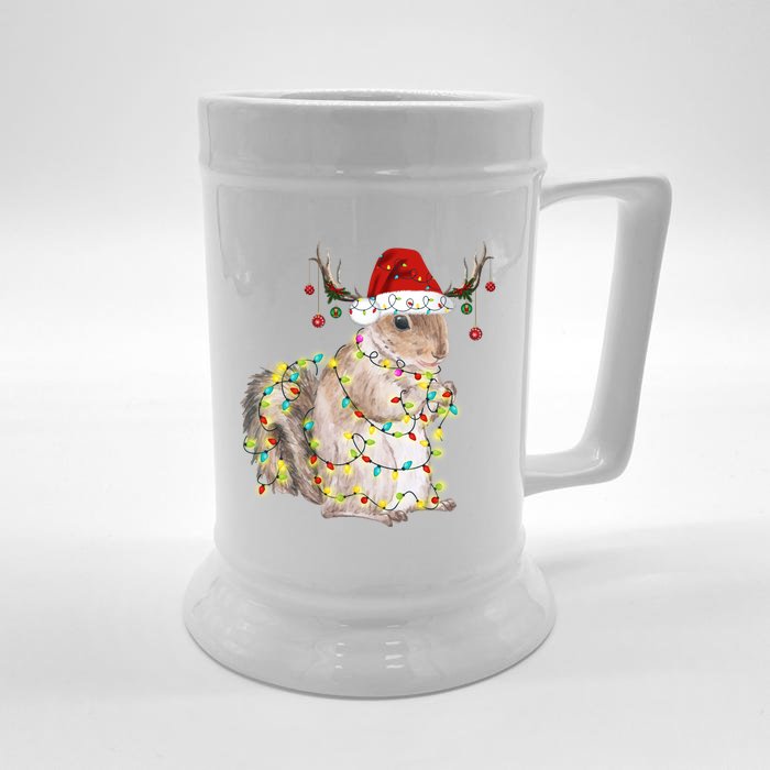 Christmas Squirrel Lights Front & Back Beer Stein