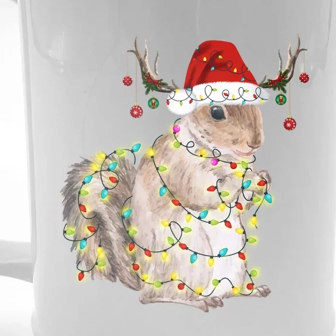 Christmas Squirrel Lights Front & Back Beer Stein