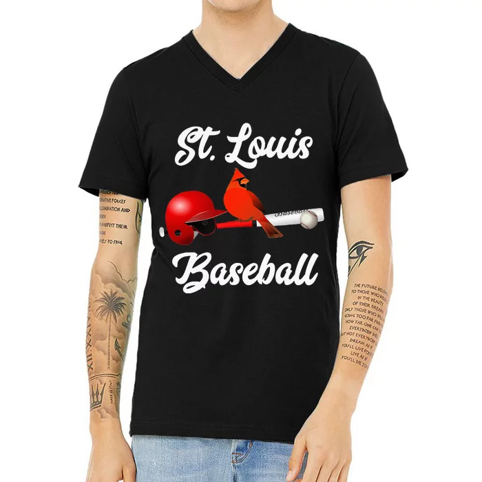 Classic St. Louis Missouri Baseball Fan Retro V-Neck T-Shirt