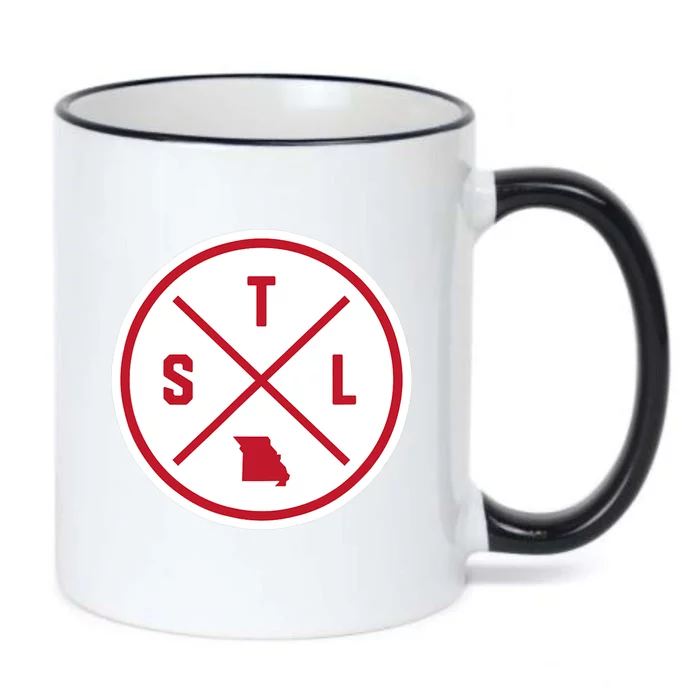 Classic St. Louis STL Circle Patch Red Design Black Color Changing Mug