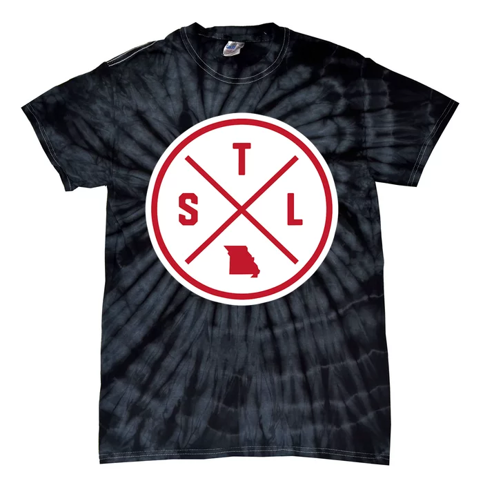 Classic St. Louis STL Circle Patch Red Design Tie-Dye T-Shirt